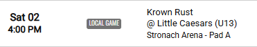 Example schedule showing sponsor name